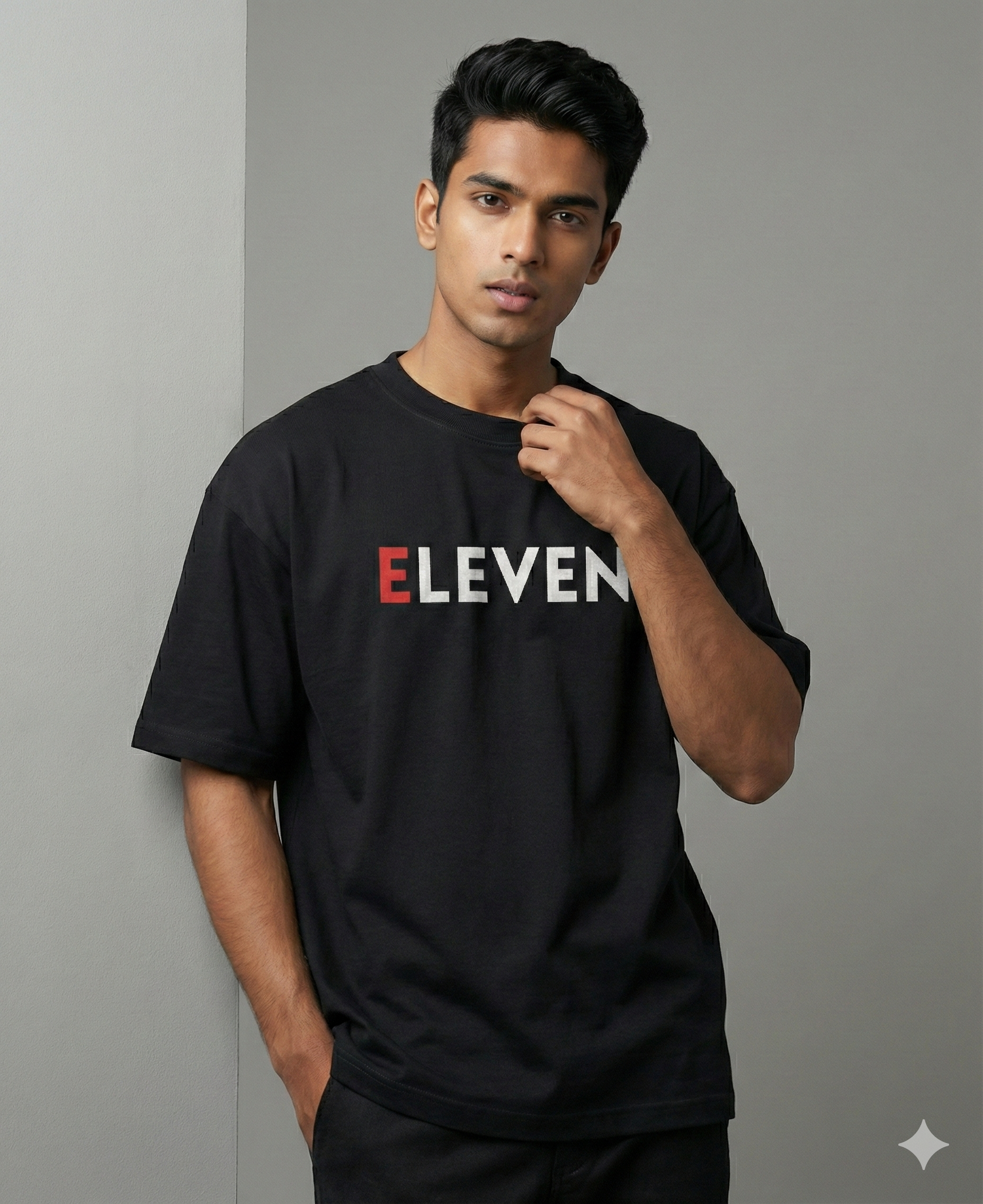 Eleven Oversized Graphic T-Shirt – Black