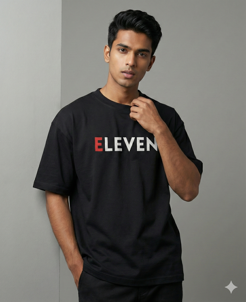 Eleven Oversized Graphic T-Shirt – Black