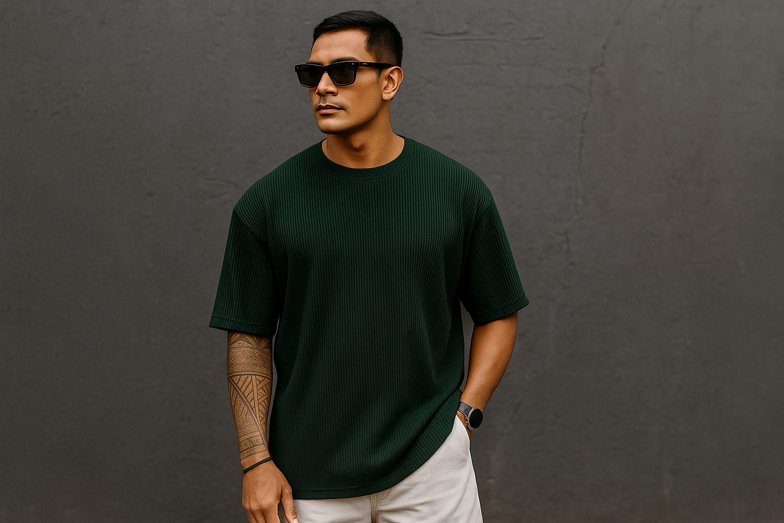 Oversized Textured Knit T-Shirt